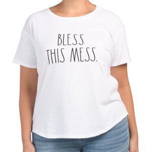 RAE DUNN White 3XL Women's BLESS THIS MESS Tee NEW